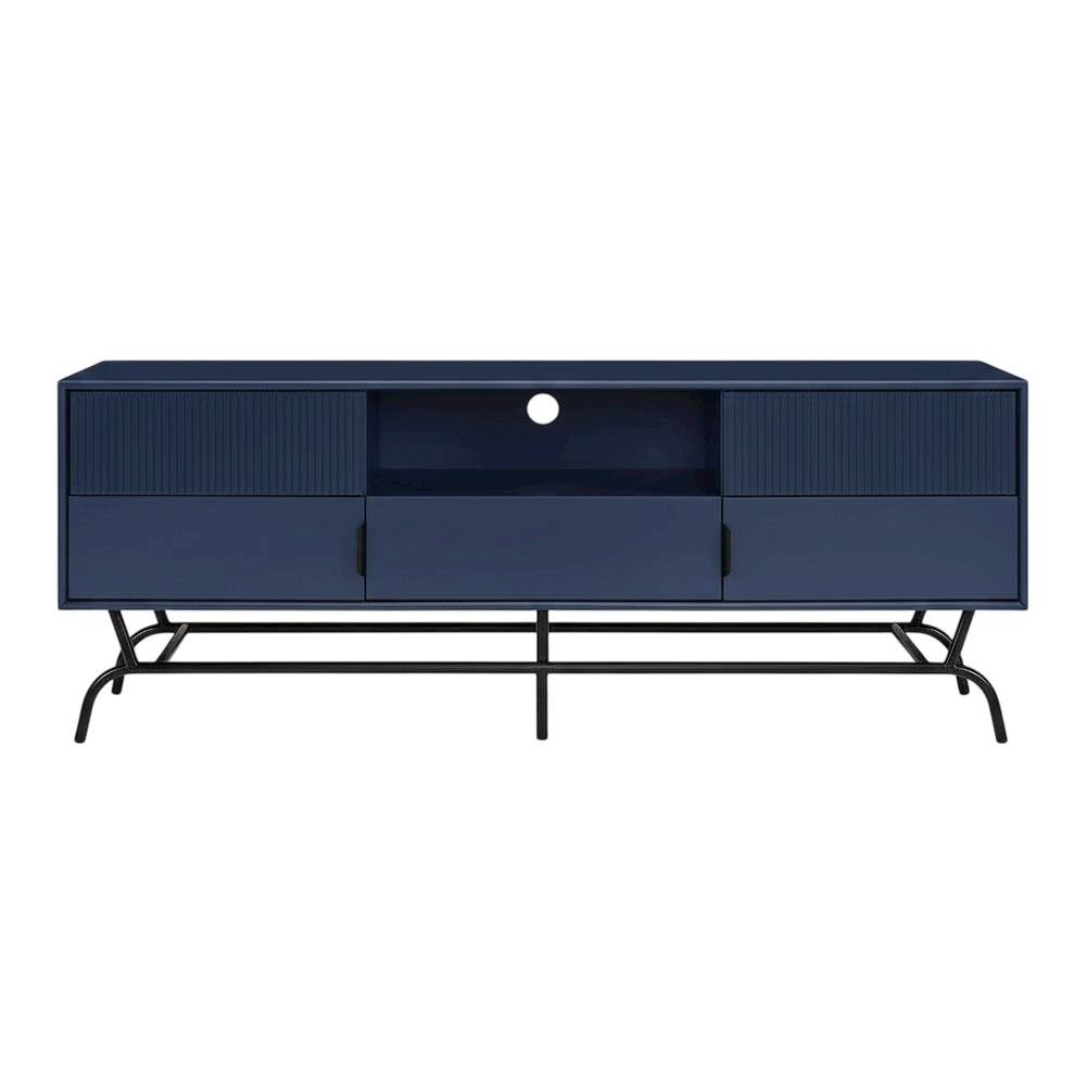 Blue TV Stand for 65-inch TVs with 3 Drawers in Engineered Wood