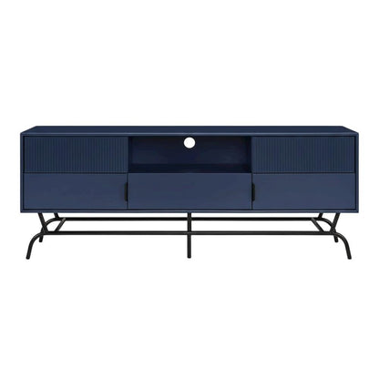Blue TV Stand for 65-inch TVs with 3 Drawers in Engineered Wood