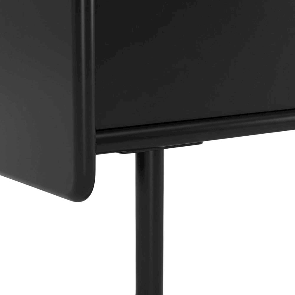 Black modern TV stand with storage drawers and cabinet doors