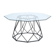 Black Steel Coffee Table with Tempered Glass Top and Modern Style