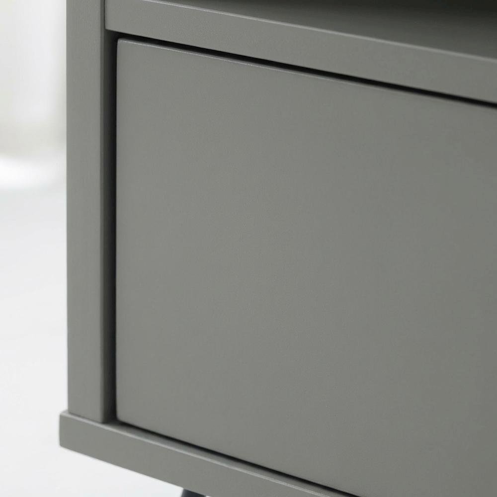 Modern Gray Wood Corner TV Stand with Multi-Storage Compartments