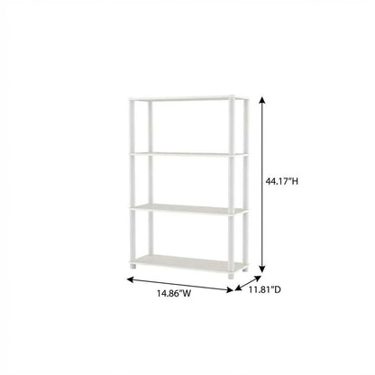 Wood 4-Tier Open Bookcase with Spacious Shelving for Living Room Storage