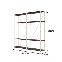 Wood 5-Tier Open Bookcase with Spacious Shelving for Home Office and Living Room