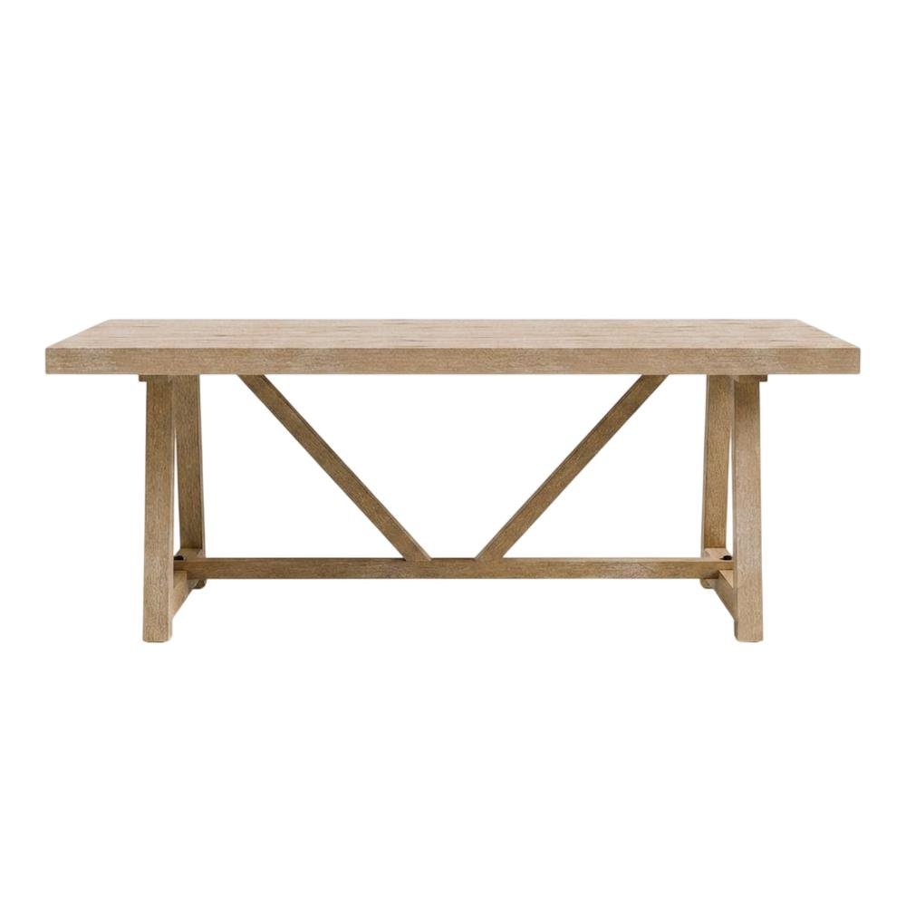 Natural Oak Solid Wood Dining Table, Contemporary, Seats 6