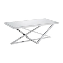 Silver Metal Coffee Table with Mirror Top and Sturdy Steel Frame for Living Room