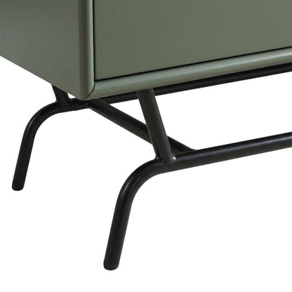 Sage Green and Black Wooden TV Stand with Multi-Storage Compartments