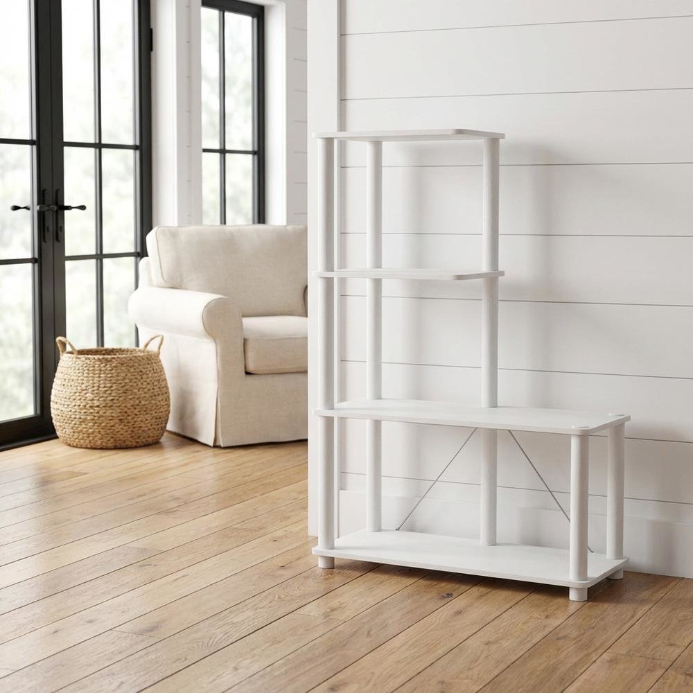 Wood 4-Cube Shelves Open Bookcase with Storage Compartments