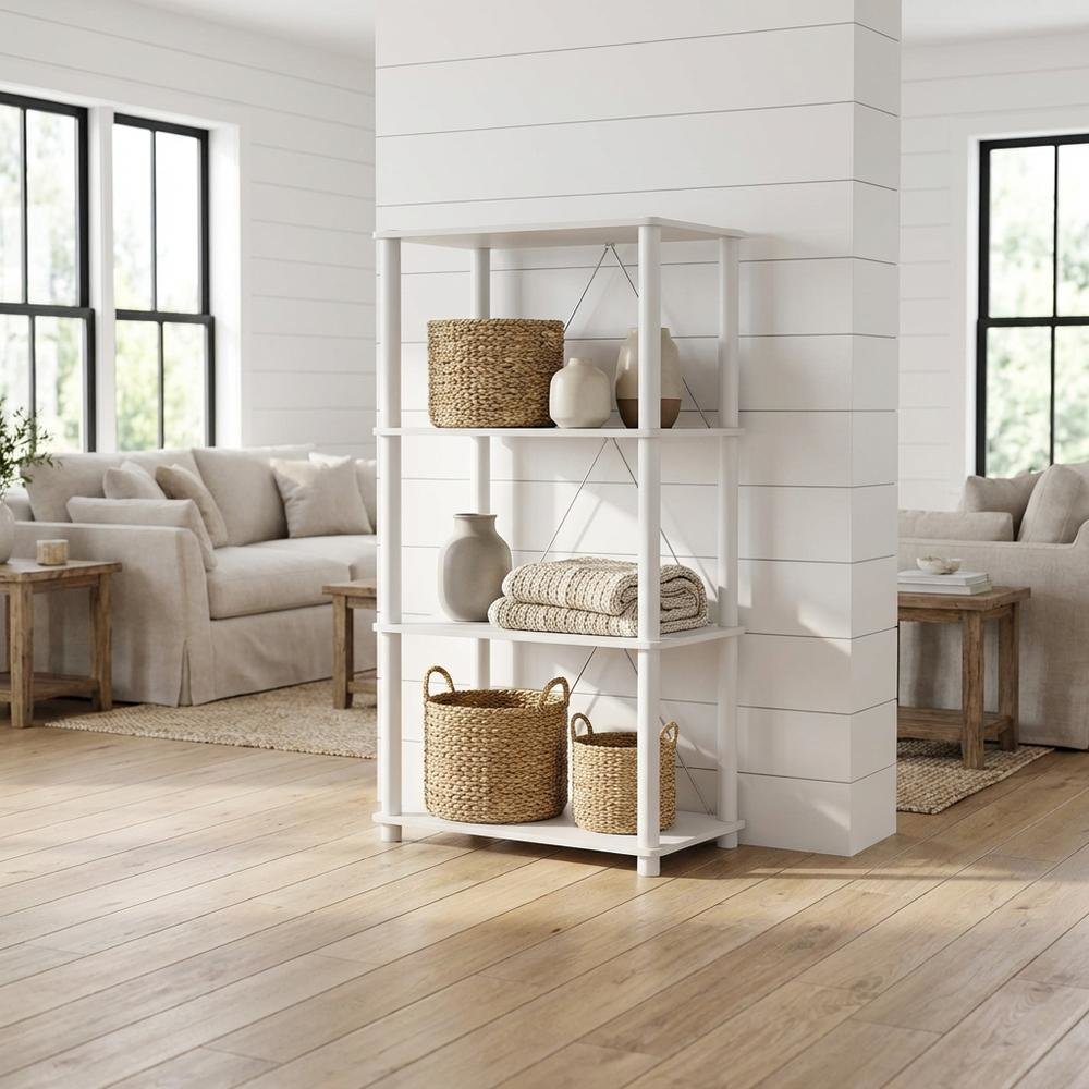 Wooden 4-Tier Bookcase with Open Shelves for Stylish Storage