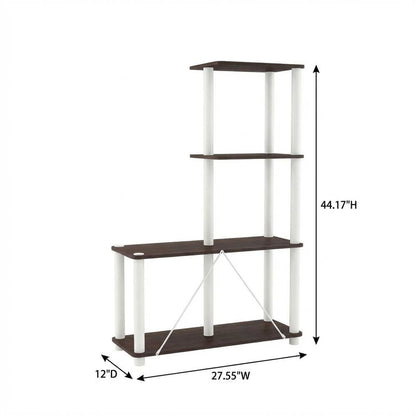 Wooden 4-Cube Shelves Open Bookcase with Storage Compartments