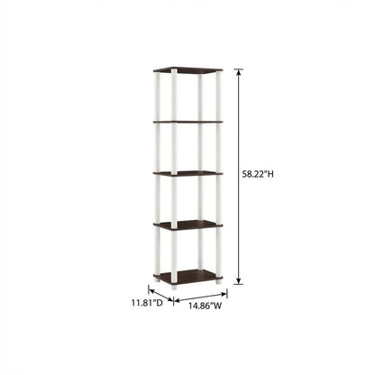 Wooden 5-Tier Bookshelf with Open Design for Living Room and Office Storage