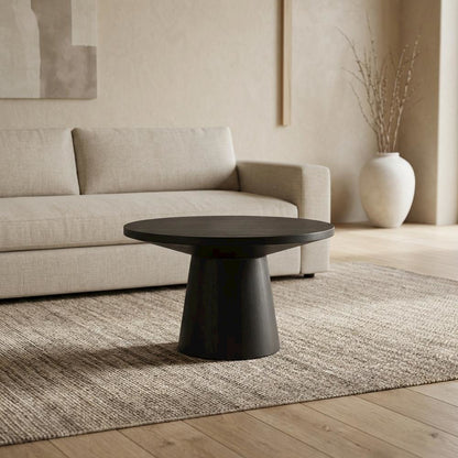 Round Solid Wood Coffee Table with Durable Finish for Modern Living