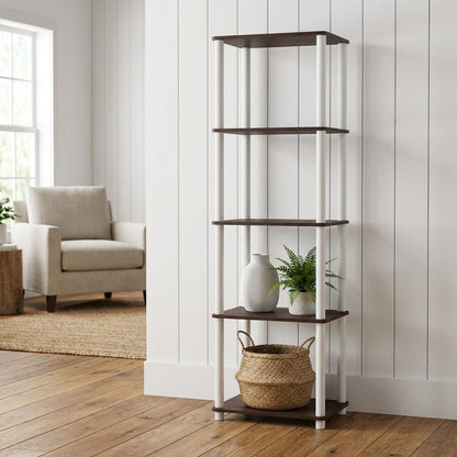 Wooden 5-Tier Bookshelf with Open Design for Living Room and Office Storage