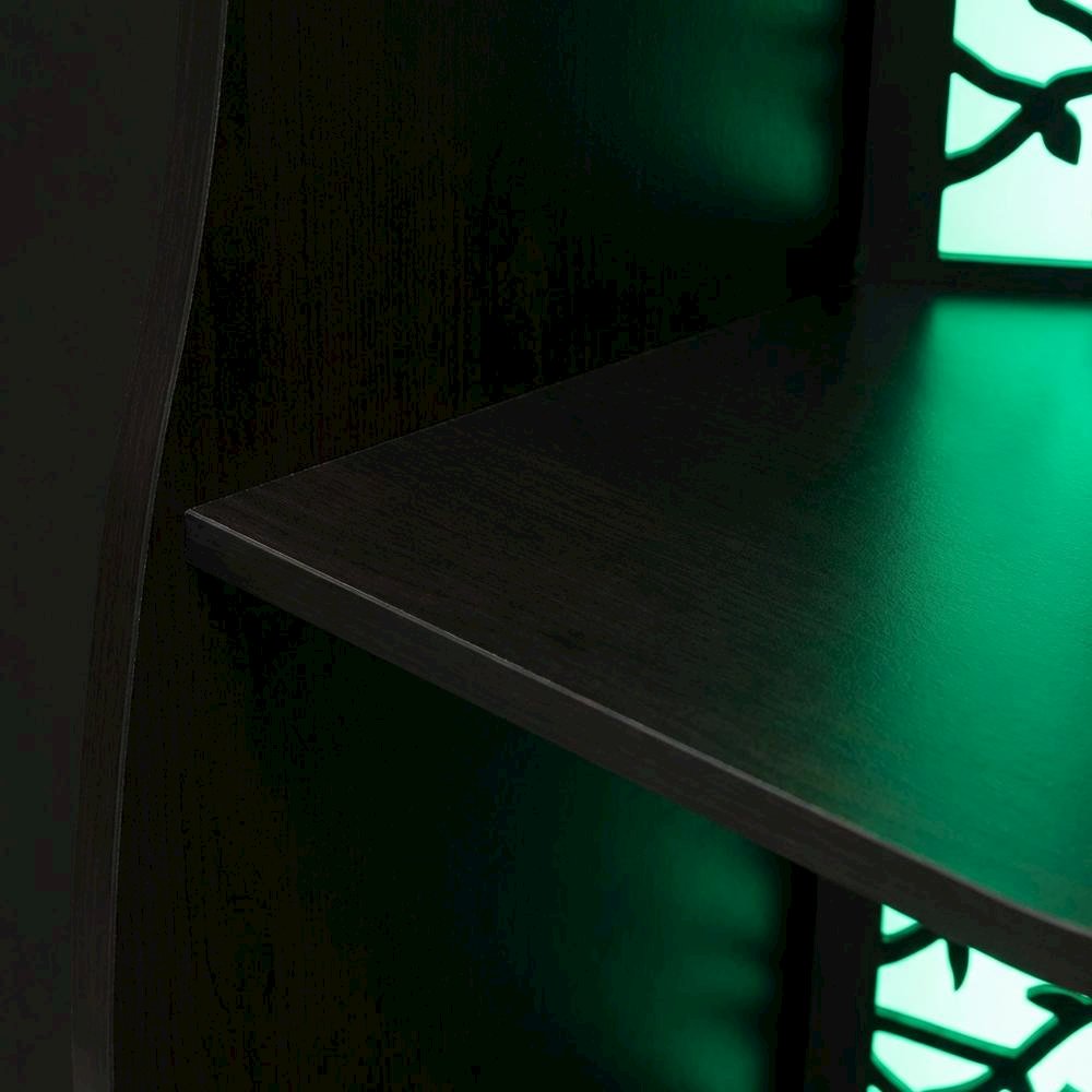 Contemporary 5-Shelf Corner Bookcase with Built-in LED Light