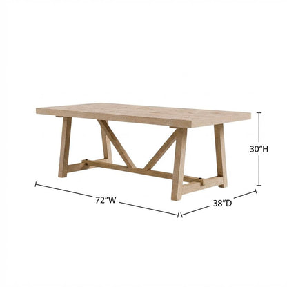 Natural Oak Solid Wood Dining Table, Contemporary, Seats 6