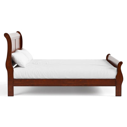Brown Sleigh Bed Frame, Queen Size – Platform Bed Frame with Headboard