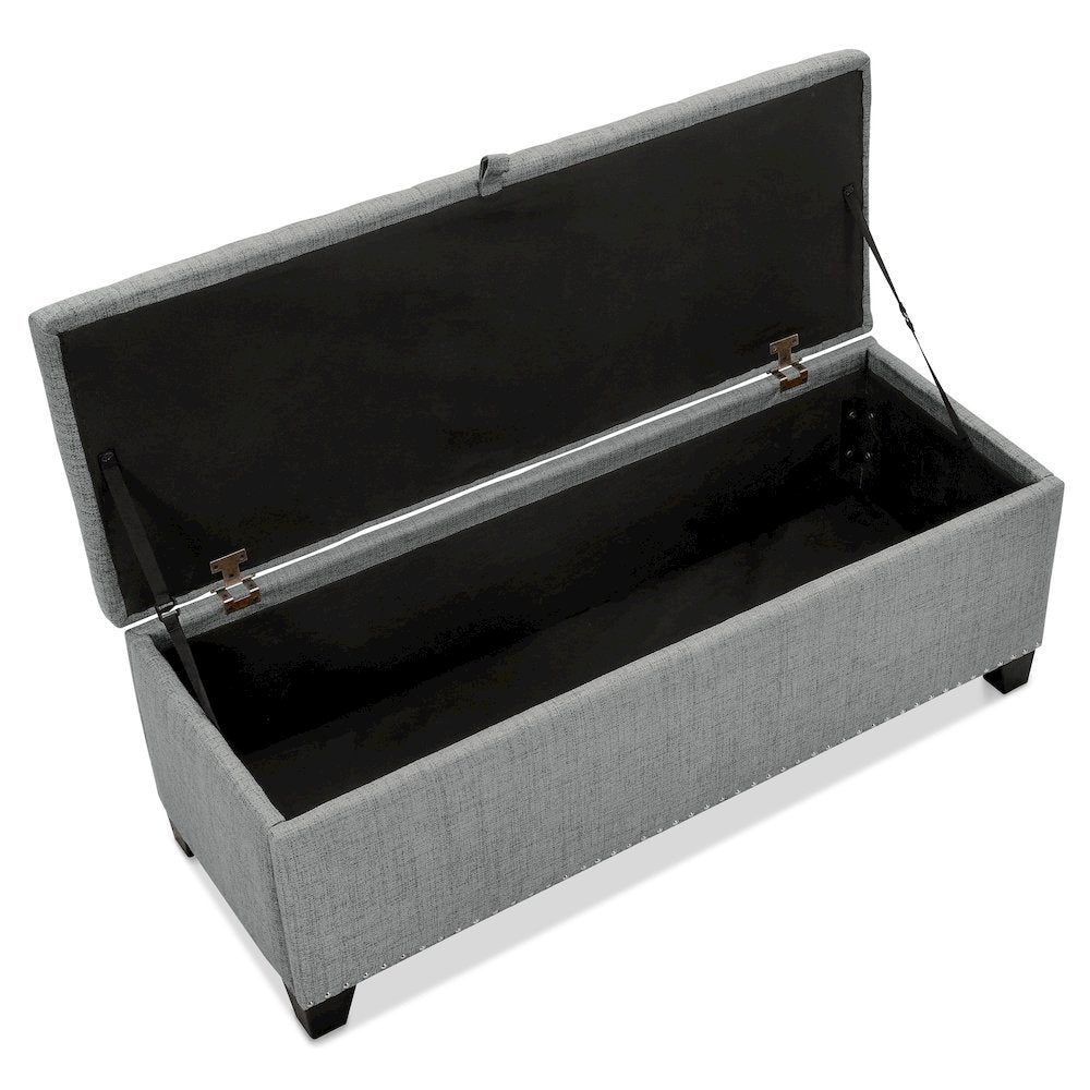 Gray Ottoman with Storage – Upholstered Storage Bench for Bedroom, Entry