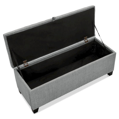 Gray Ottoman with Storage – Upholstered Storage Bench for Bedroom, Entry