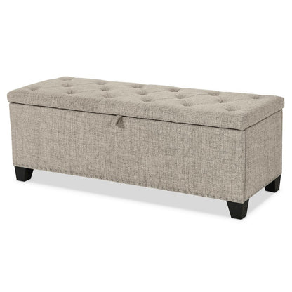 Light Brown Ottoman with Storage – Upholstered Storage Bench for Bedroom, Entry
