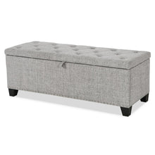 Light Gray Ottoman with Storage – Upholstered Storage Bench for Bedroom, Entry