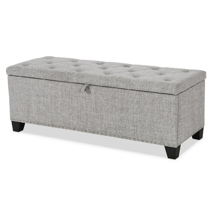 Light Gray Ottoman with Storage – Upholstered Storage Bench for Bedroom, Entry