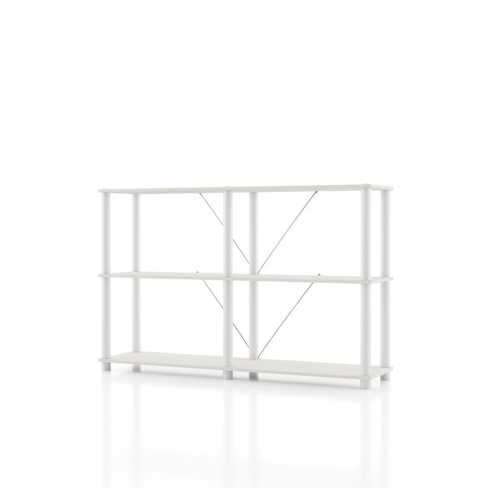 White Standing Shelf – 3 Tier Display Shelf with Horizontal Bookshelf Design