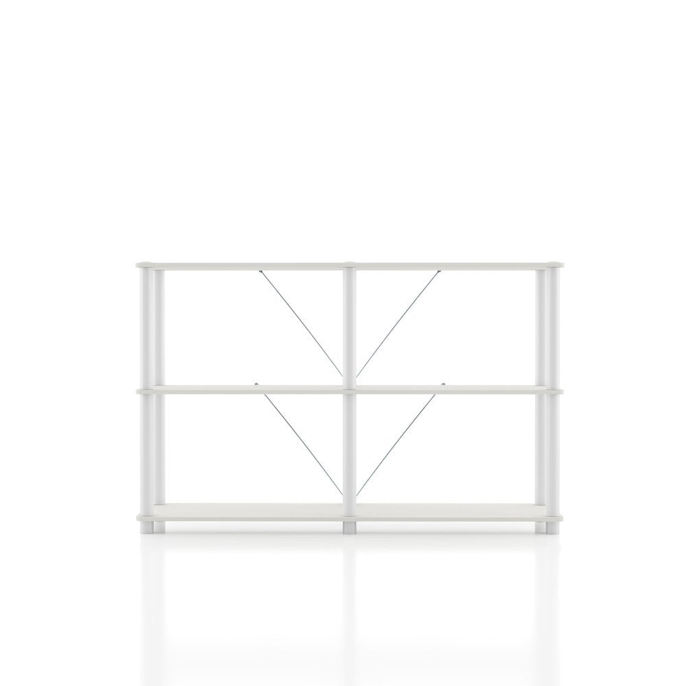 White Standing Shelf – 3 Tier Display Shelf with Horizontal Bookshelf Design