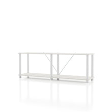 White Standing Shelf – 2 Tier Display Shelf with Horizontal Bookshelf Design