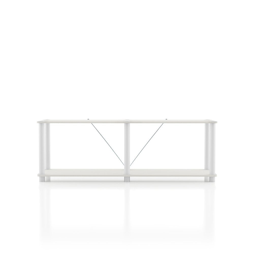 White Standing Shelf – 2 Tier Display Shelf with Horizontal Bookshelf Design