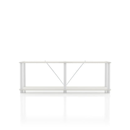 White Standing Shelf – 2 Tier Display Shelf with Horizontal Bookshelf Design