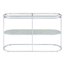 Chrome Metal Console Table – 48 Inch Sofa Table with Glass Top for Living Room