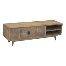 Brown Wood TV Console – Entertainment Center of 56 Inch Wide for Living Room
