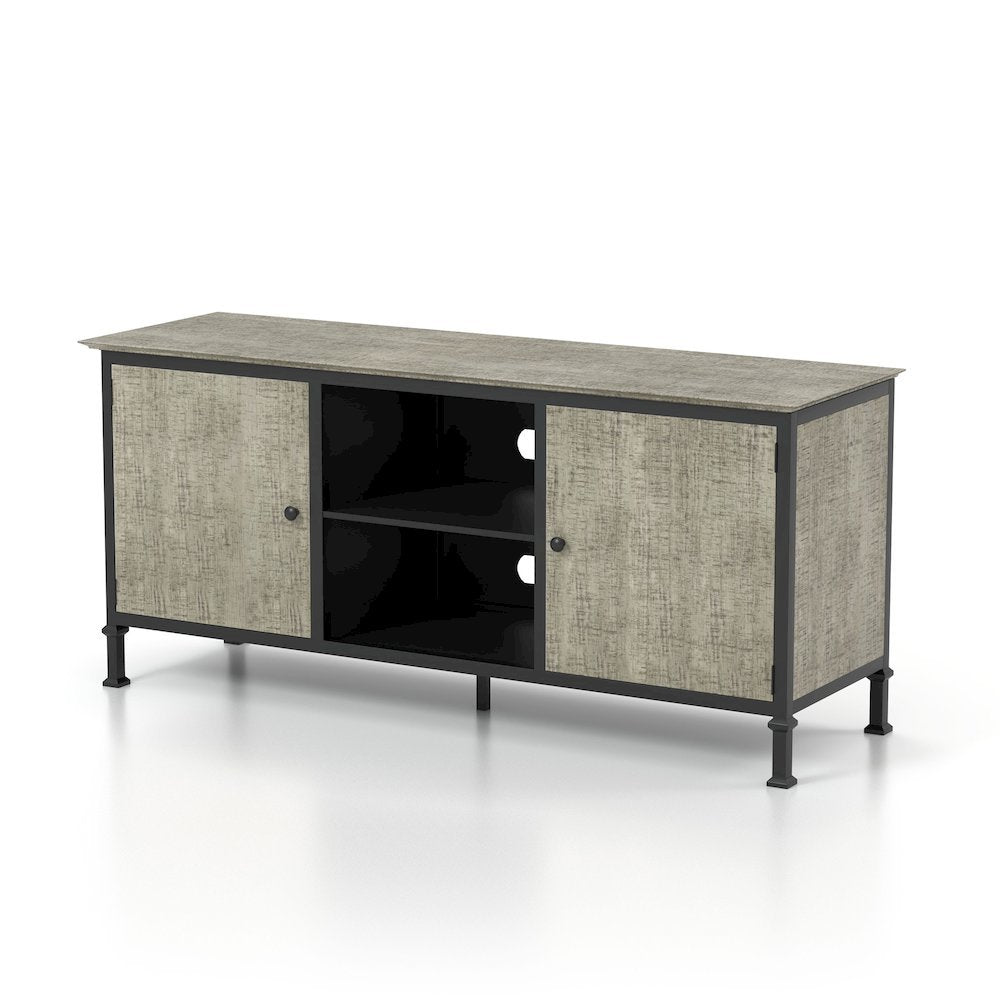 Gray Industrial TV Stand – 60 Inch Wide Entertainment Center For Living Room