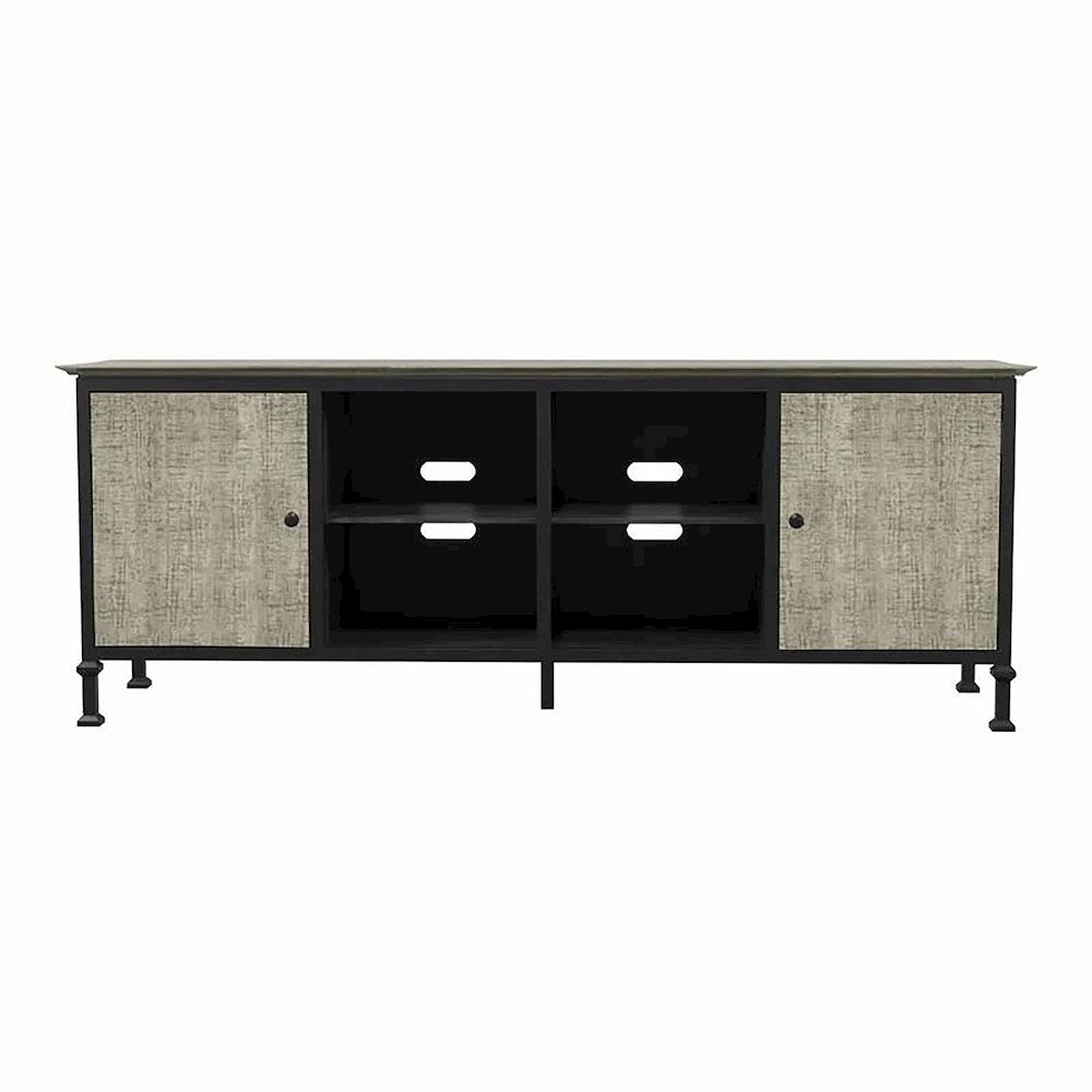 Gray Industrial TV Stand – 72 Inch Wide Entertainment Center For Living Room