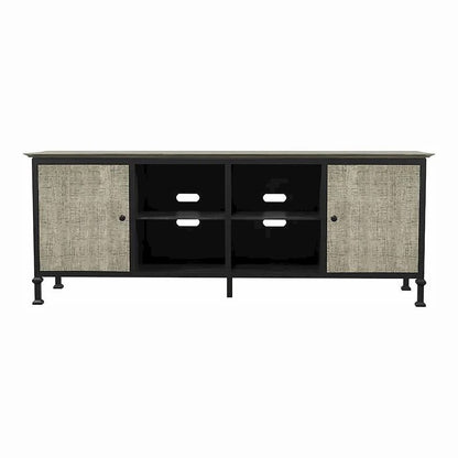 Gray Industrial TV Stand – 72 Inch Wide Entertainment Center For Living Room