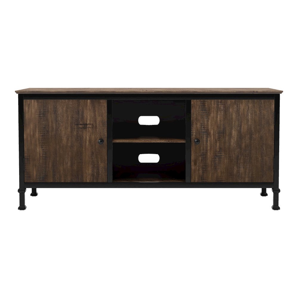 Brown Industrial TV Stand – 60 Inch Wide Entertainment Center For Living Room