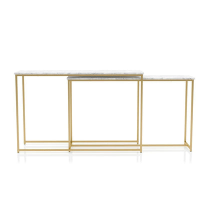 White Set of 2 Nesting Tables – Narrow Long Sofa Tables for Behind Couch