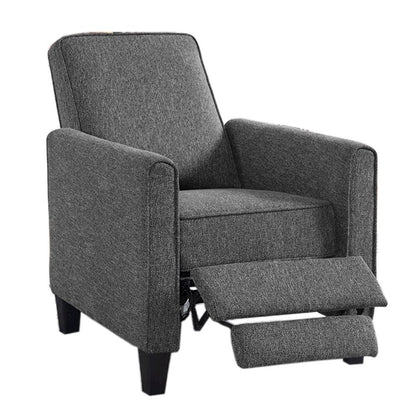 Gray Recliner Chair - Upholstered Sofa Chair with Push Back for Living Room