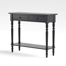 Gray Narrow Console Table – Entryway Table with 2 Drawers and Storage Shelf