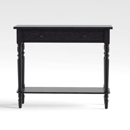 Gray Narrow Console Table – Entryway Table with 2 Drawers and Storage Shelf