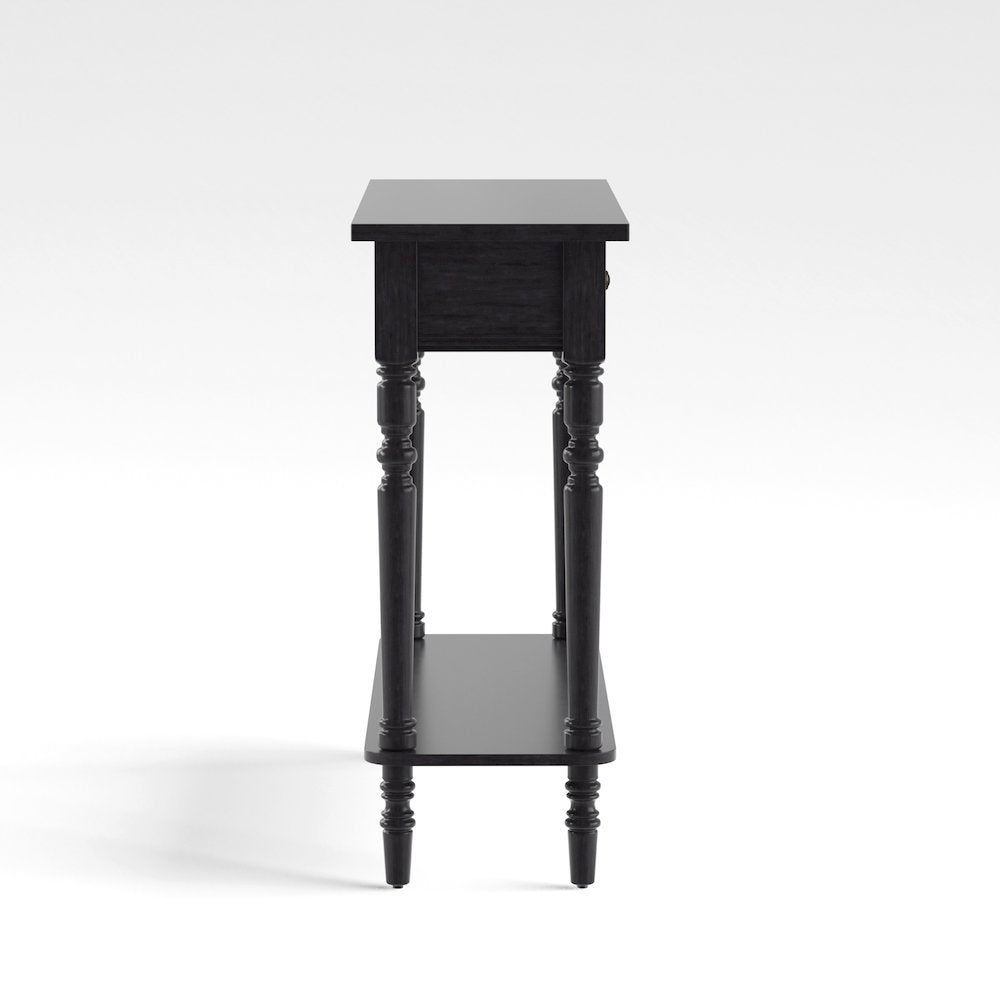 Gray Narrow Console Table – Entryway Table with 2 Drawers and Storage Shelf