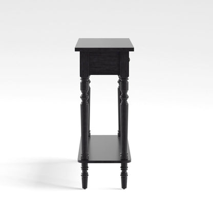 Gray Narrow Console Table – Entryway Table with 2 Drawers and Storage Shelf