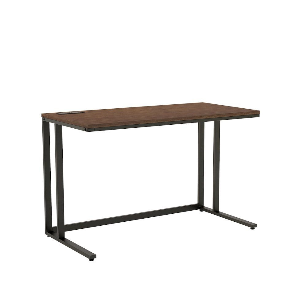Black Writing Desk – Metal Computer Desk With USB and Power Outlets