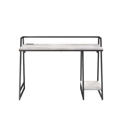 White Writing Desk – Metal Computer Desk or Home Office Table with USB