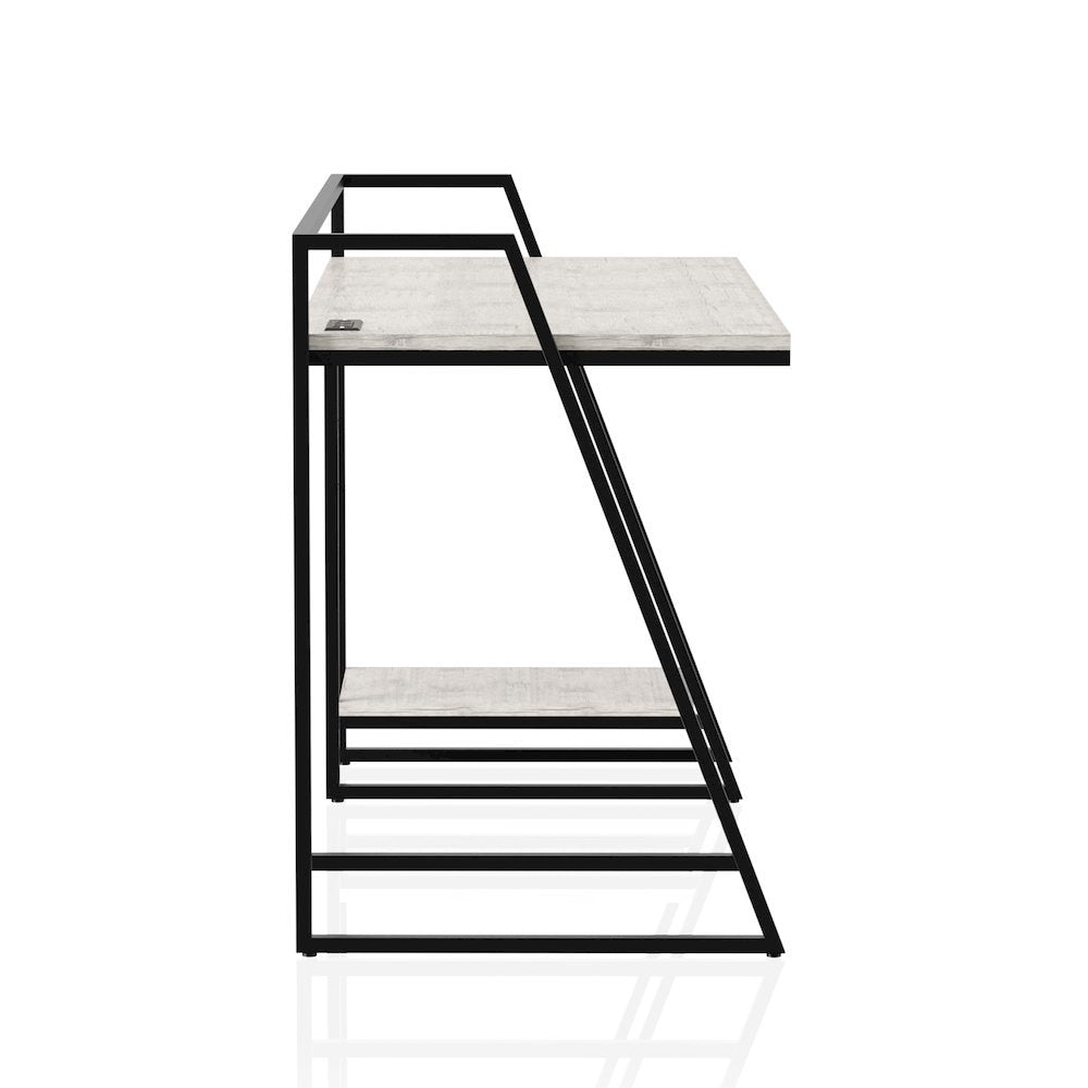 White Writing Desk – Metal Computer Desk or Home Office Table with USB