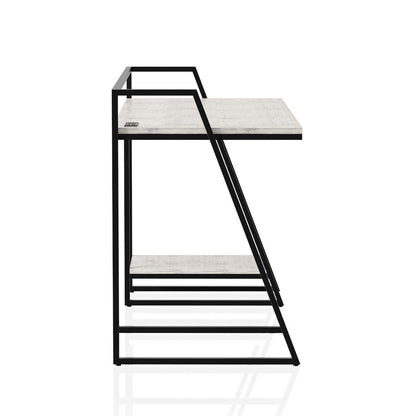 White Writing Desk – Metal Computer Desk or Home Office Table with USB