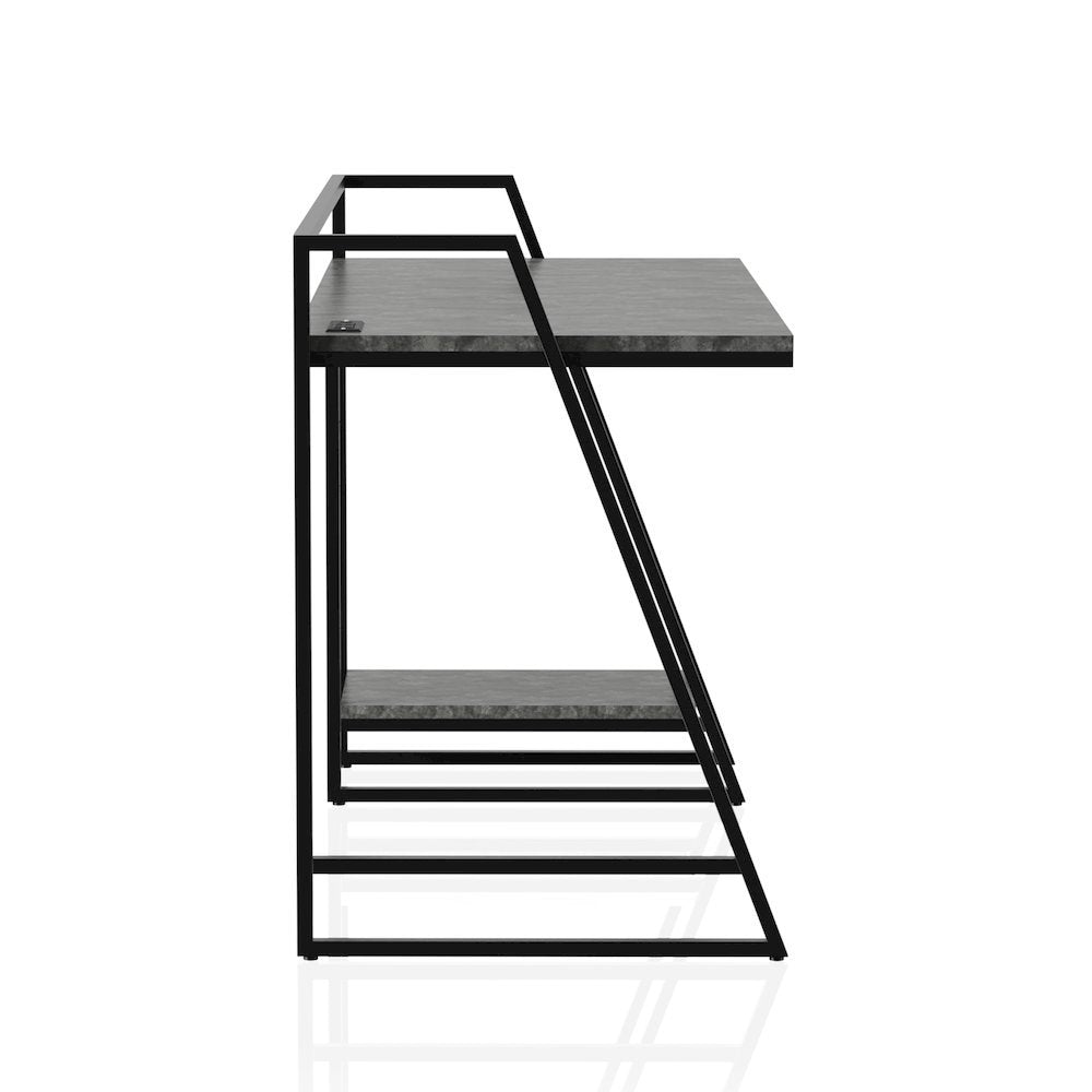 Gray Writing Desk – Metal Computer Desk or Home Office Table with USB