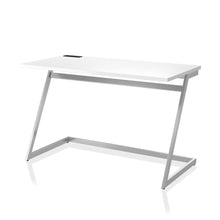 White Writing Desk – 47 Inch Steel Frame Computer Desk with USB