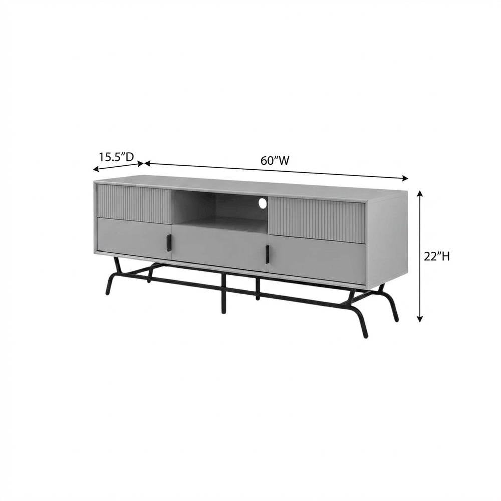 Contemporary Gray TV Stand, TVs up to 65 inches, engineered wood construction