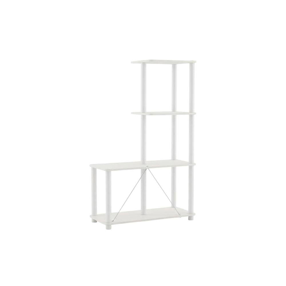 Wood 4-Cube Shelves Open Bookcase with Storage Compartments