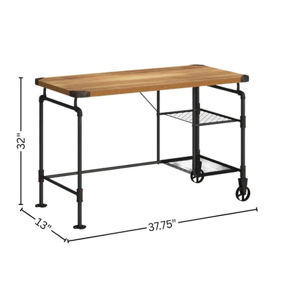 Black Industrial 47 Inch Desk – Durable Computer Desk for Home Office